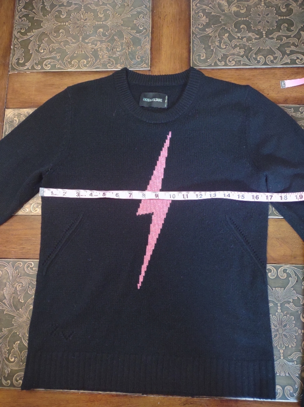 Zadig & Voltaire Cashmere Lightning Bolt Sweater Black Crewneck - Picture 8 of 10